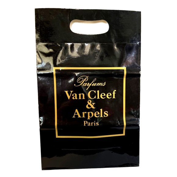 Vtg Parfums Van Cleef & Arpels Paris Glossy Gift Bag Black Gold - Picture 3 of 4